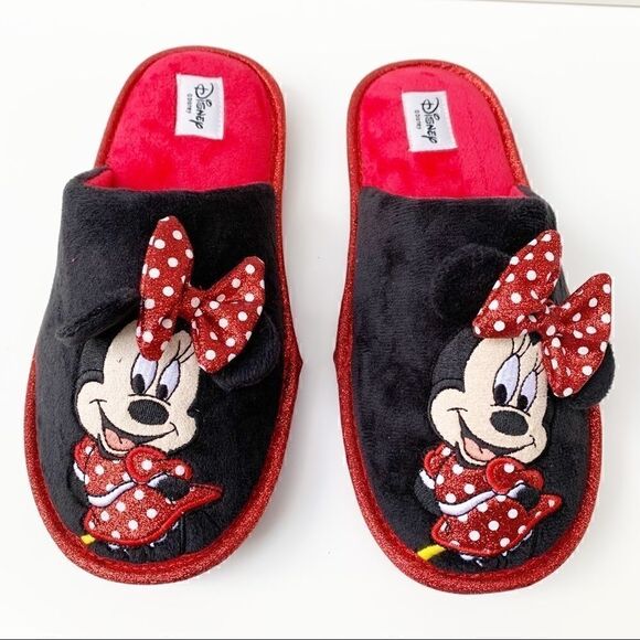 Disney Minnie Mouse Red & Black Slippers with Gift Box - Picture 2 of 12